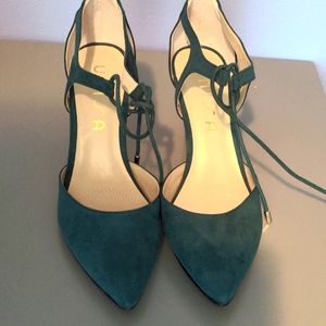 Green faux-suede Heels
